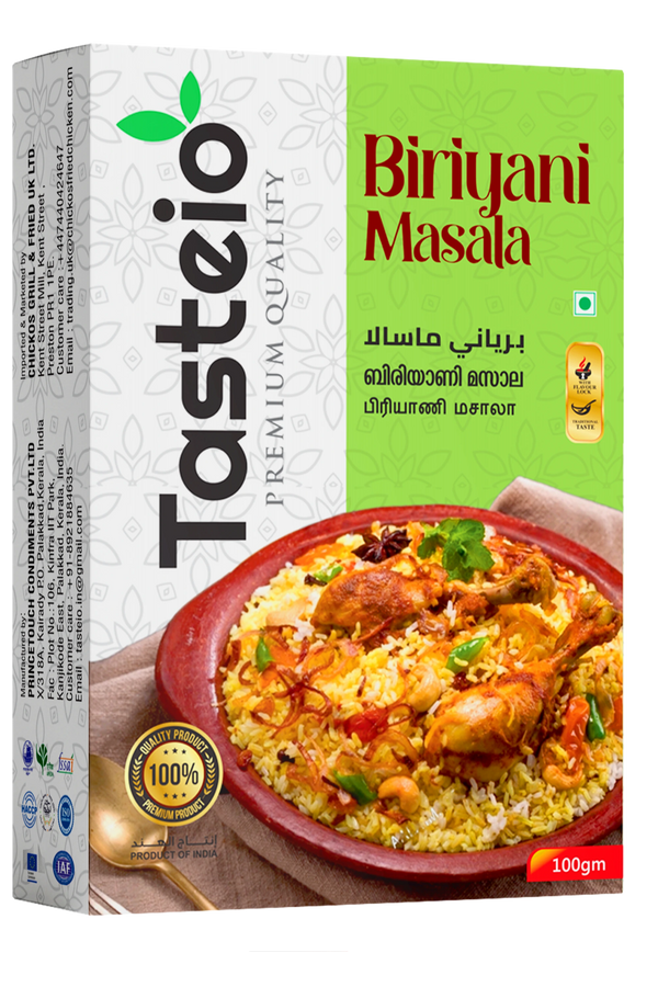 Tasteio Biriyani Masala box, front
