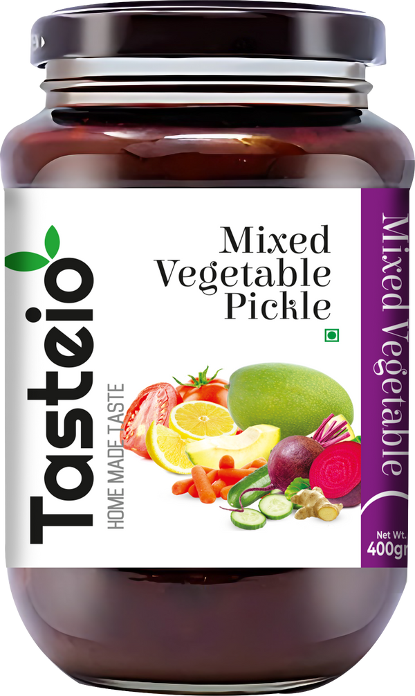 Tasteio Mixed Veg Pickle 400 g, front